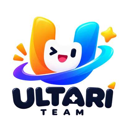 웃고 있는 ULTARI TEAM 마스코트와 로고