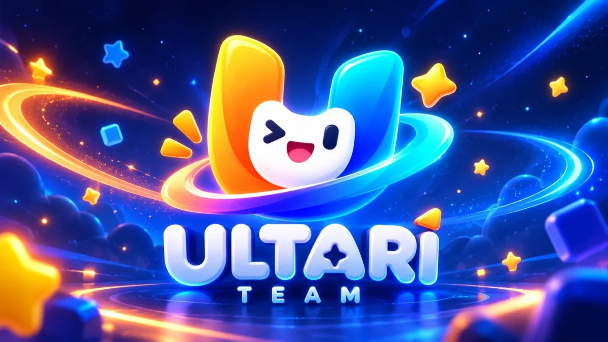 우주 속 파란색과 주황색 ULTARI TEAM 마스코트